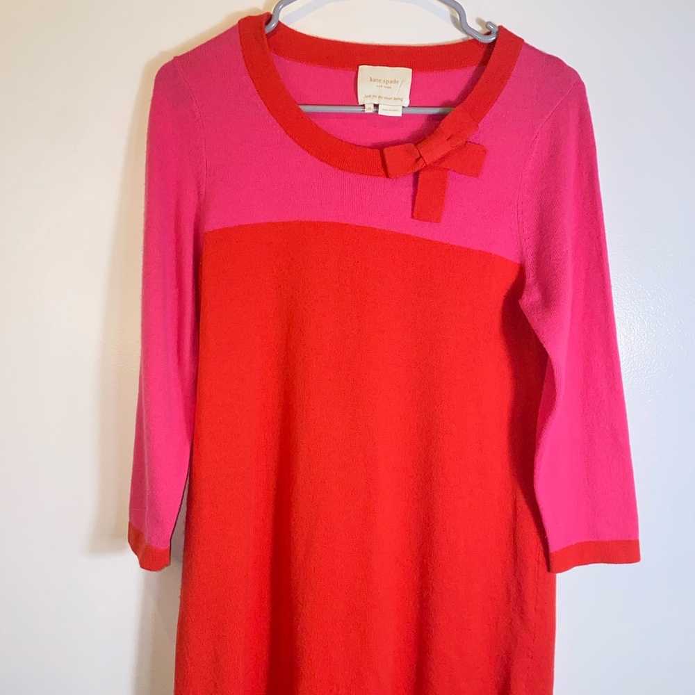 Kate Spade Color block Wool Bow Dress